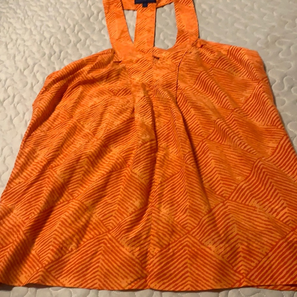 Martin + OSA racer back tank. Orange tribal print